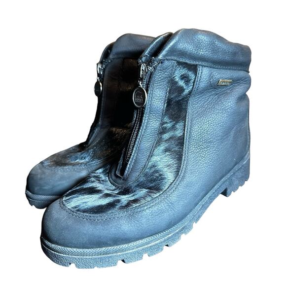 Vintage Sorel Black Leather Calf Hair Ankle Booties - Size 10 - Picture 3 of 10